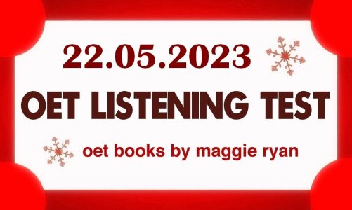 OET LISTENING TEST 22.05.2023 maggie ryan #oet #oetexam #oetnursing #oetlisteningtest